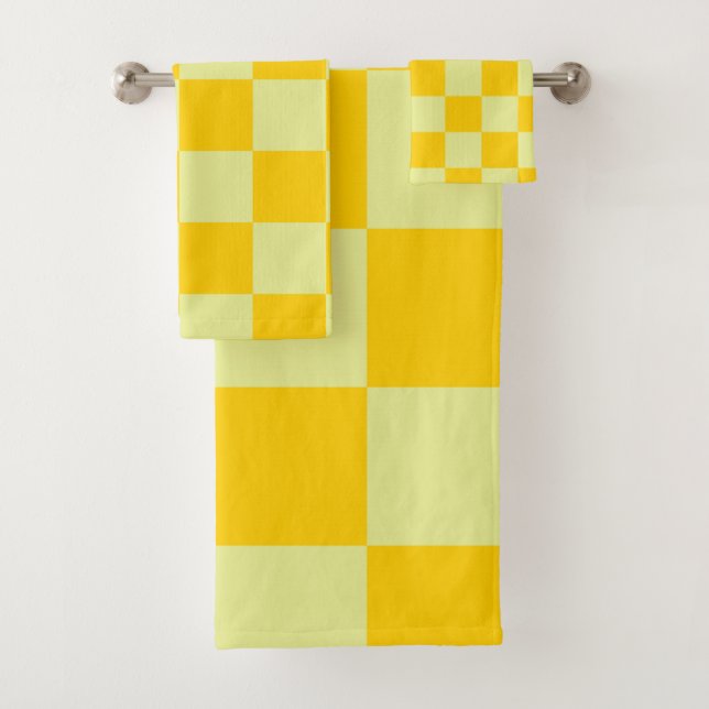 Conjunto De Toalhas Padrão de Gingham Verificado Amarelo (Insitu)