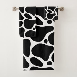 Conjunto De Toalhas Padrão de girafa abstrato branca e preta
