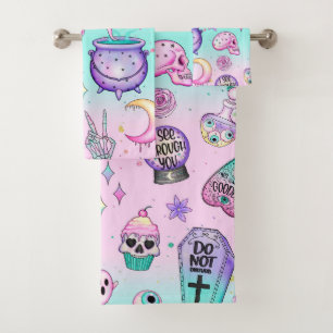 Conjunto De Toalhas padrão de gótico pastel