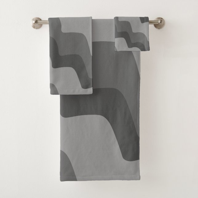 Conjunto De Toalhas Padrão de gradiente de ondas do oceano cinza (Insitu)