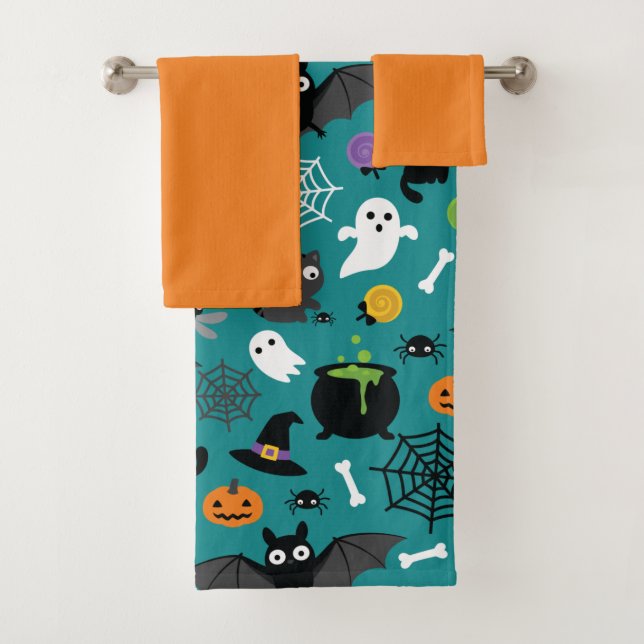 Conjunto De Toalhas Padrão de Halloween (Insitu)