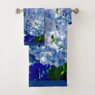 Conjunto De Toalhas Padrão de Hydrangeas Azul