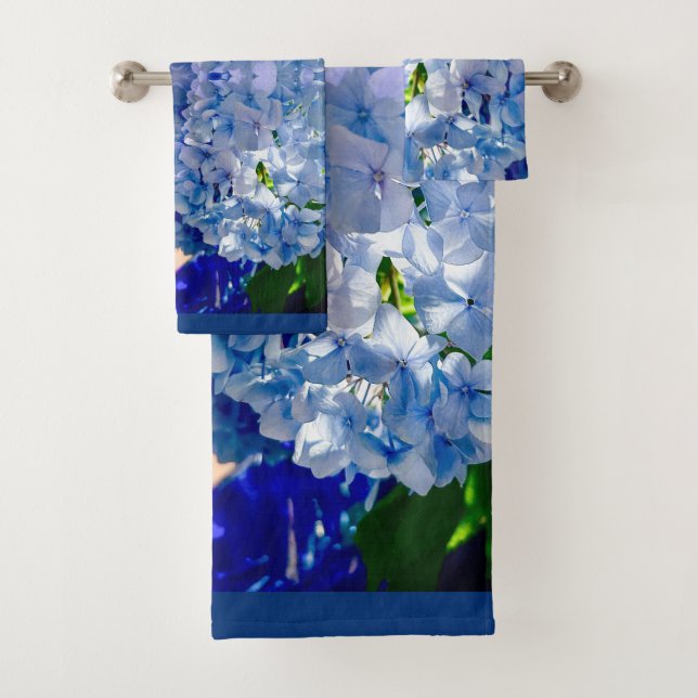 Conjunto De Toalhas Padrão de Hydrangeas Azul (Insitu)