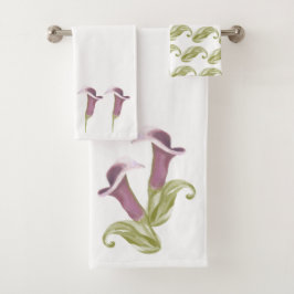 Conjunto De Toalhas Padrão de Ilustração Calla Lily Nightlife