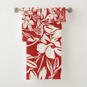 Conjunto De Toalhas Padrão de Ilustração Floral Elegante Red Abstrato