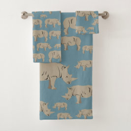 Conjunto De Toalhas Padrão de Ilustração Rinoceronte