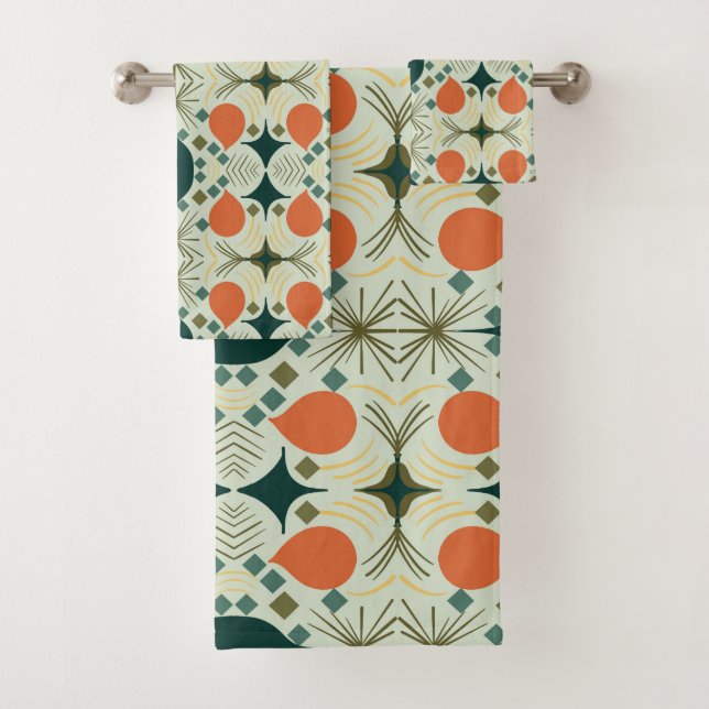 Conjunto De Toalhas Padrão de impressão de losango geométrico de boho (Insitu)