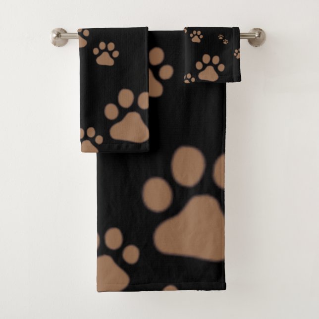 Conjunto De Toalhas Padrão de Impressão de Pata Adorável (Insitu)