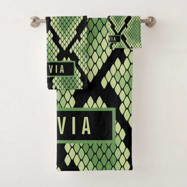 Conjunto De Toalhas Padrão de impressão do Cobra de nome personalizado (Insitu)