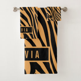 Conjunto De Toalhas Padrão de impressão do Tiger Animal do Nome Person