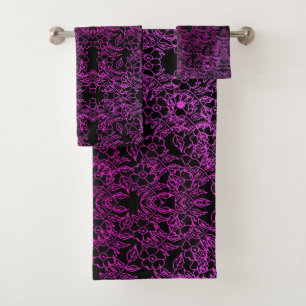 Conjunto De Toalhas Padrão de impressão Floral Cor-de-Rosa-na moda do 