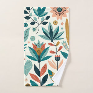Conjunto De Toalhas Padrão de Impressão Floral Moderno e Ousado em Lar