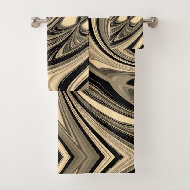 Conjunto De Toalhas Padrão de Inundação Preta e Tan (Insitu)