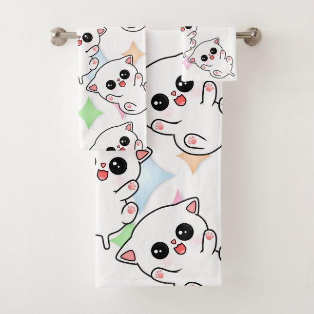 Conjunto De Toalhas Padrão de Kitten do Belly Rub Time (Insitu)