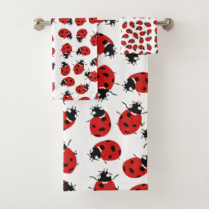 Conjunto De Toalhas Padrão de Ladybug Vermelho Cute