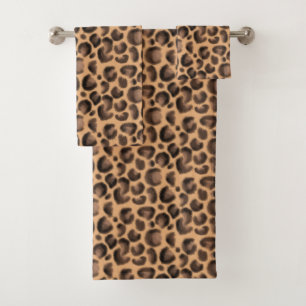 Conjunto De Toalhas Padrão de Leopardo Preto e Marrom Impresso por An