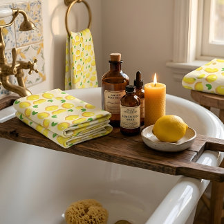 Conjunto De Toalhas Padrão de Limão Amarelo Mediterrâneo Vintage
