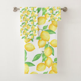 Conjunto De Toalhas Padrão de limão cítrico mediterrâneo