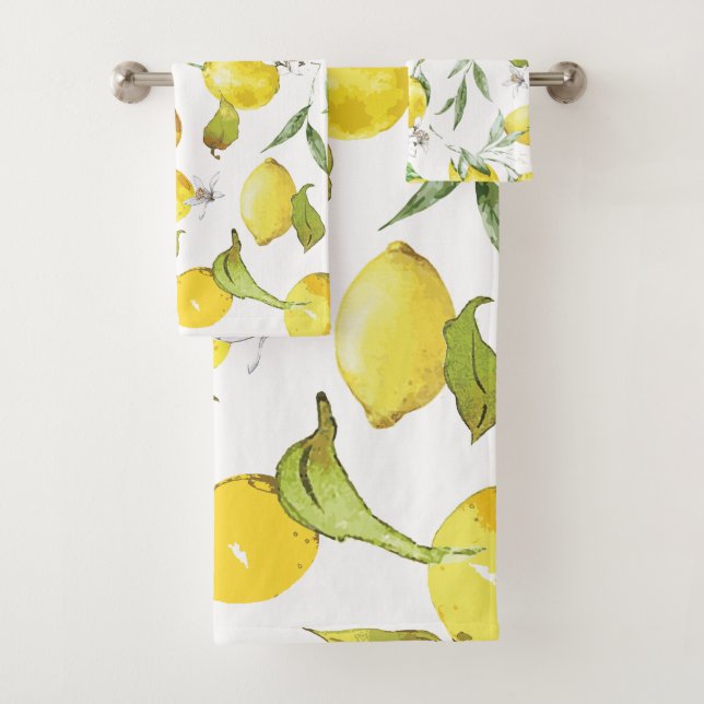 Conjunto De Toalhas Padrão de Limão de Aquarela (Insitu)