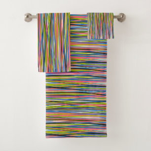 Conjunto De Toalhas Padrão de Linha Boho Indiano Abstrato