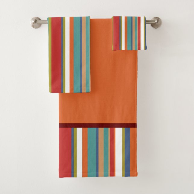 Conjunto De Toalhas Padrão de Listra Multicolorida (Insitu)
