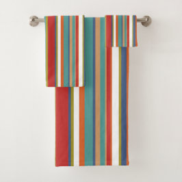 Conjunto De Toalhas Padrão de Listra Multicolorida