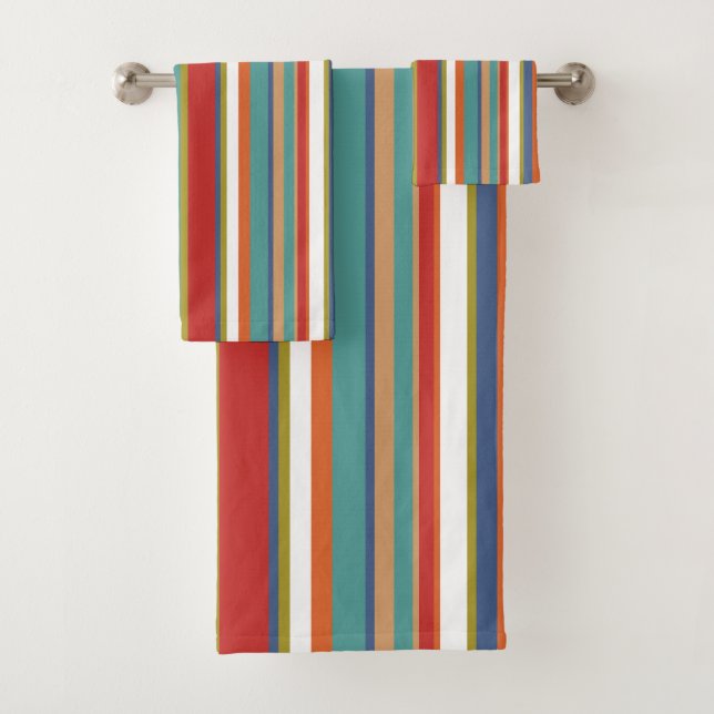 Conjunto De Toalhas Padrão de Listra Multicolorida (Insitu)
