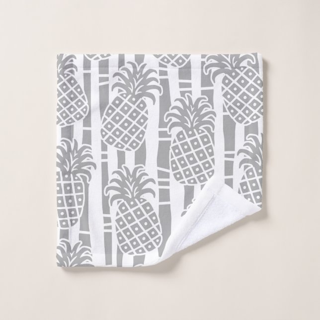 Conjunto De Toalhas Padrão de Listras de Bambu com Abacaxi Tiki (Pano de lavar)