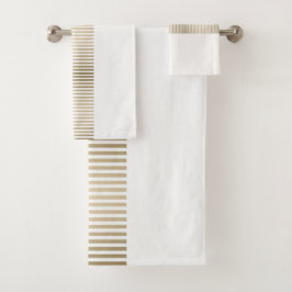 Conjunto De Toalhas Padrão de listras douradas e creme