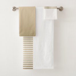 Conjunto De Toalhas Padrão de listras douradas e creme