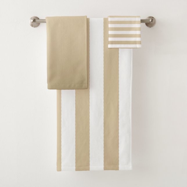 Conjunto De Toalhas Padrão de listras em dourado e creme em negrito (Insitu)