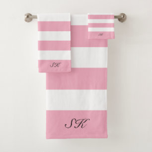 Conjunto De Toalhas Padrão de listras rosa e branca