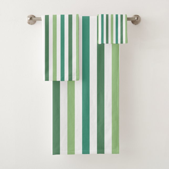 Conjunto De Toalhas Padrão de Listras Verdes Modernas (Insitu)