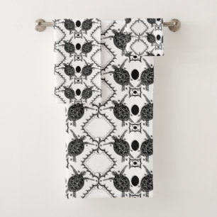 Conjunto De Toalhas Padrão de Luas de Tartaruga do Mar