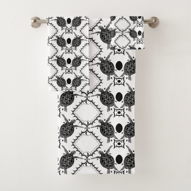 Conjunto De Toalhas Padrão de Luas de Tartaruga do Mar (Insitu)