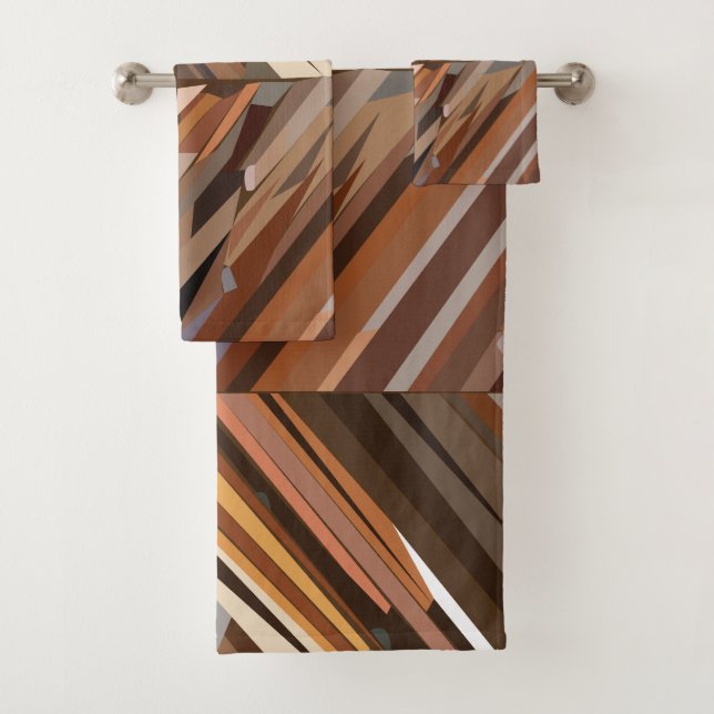 Conjunto De Toalhas Padrão de Madeira Geométrica Diamante Moderna (Insitu)