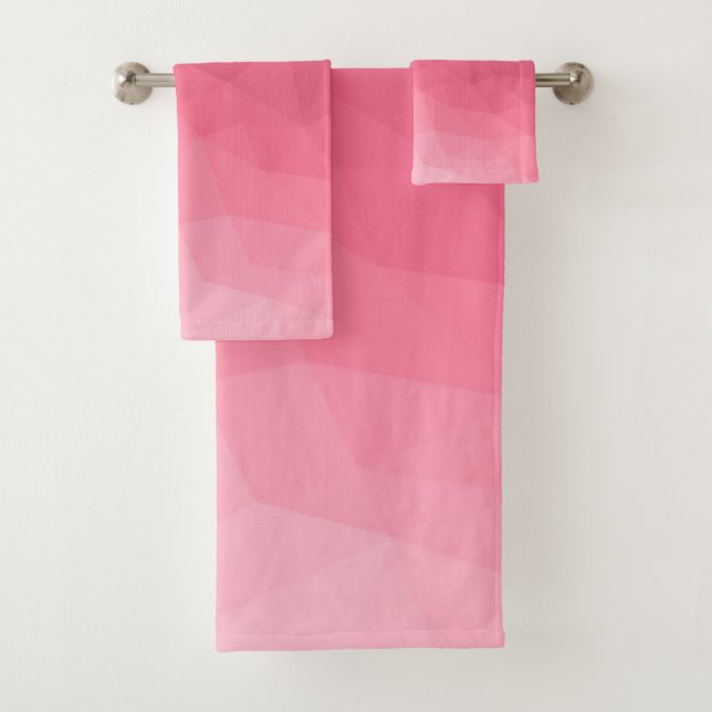 Conjunto De Toalhas Padrão de malha geométrica gradiente rosa (Insitu)