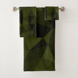Conjunto De Toalhas Padrão de malha geométrica preta verde exército es