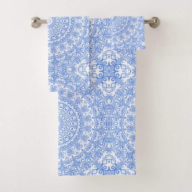 Conjunto De Toalhas Padrão de Mandala Azul Centáurea (Insitu)
