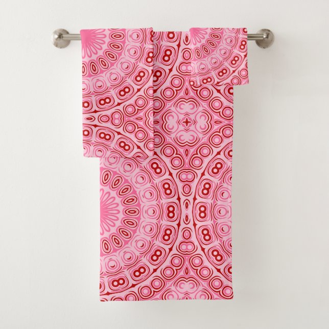 Conjunto De Toalhas Padrão de Mandala Carmesim e Rosa (Insitu)