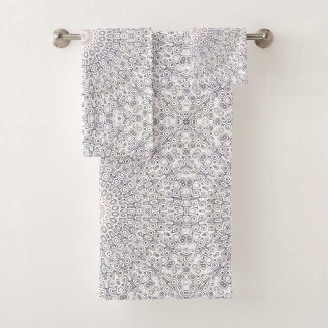 Conjunto De Toalhas Padrão de Mandala Cinza e Lilás (Insitu)