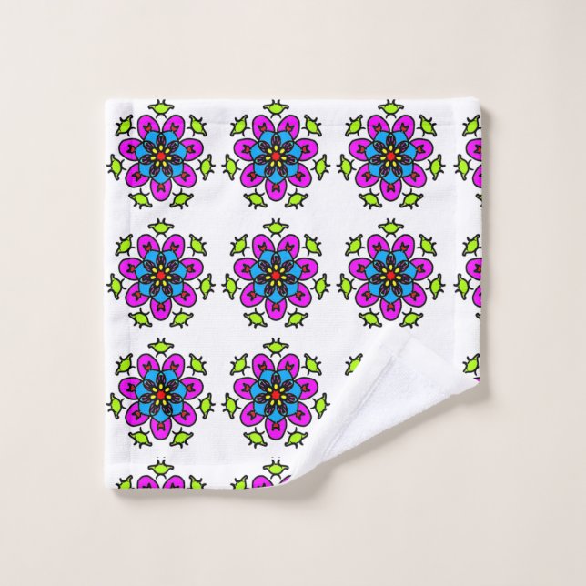 Conjunto De Toalhas Padrão de Mandala Floral (Pano de lavar)