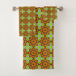 Conjunto De Toalhas Padrão de mandala geométrica colorida