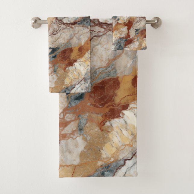 Conjunto De Toalhas Padrão de Mármore de Pedra Natural Elegante (Insitu)