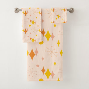 Conjunto De Toalhas Padrão de Meio século do Starburst Amarelo, Cor-de