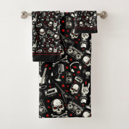 Conjunto De Toalhas Padrão de metal pesado retroativo