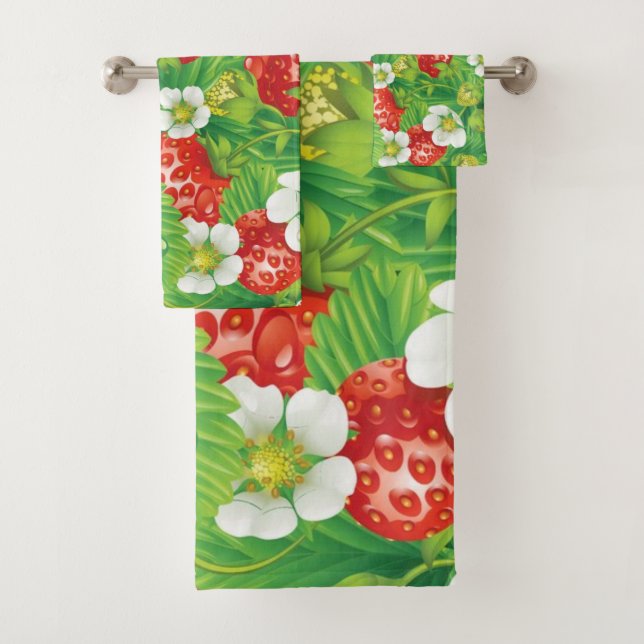 Conjunto De Toalhas Padrão de morango (Insitu)
