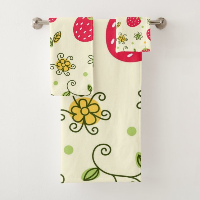 Conjunto De Toalhas Padrão de morango (Insitu)
