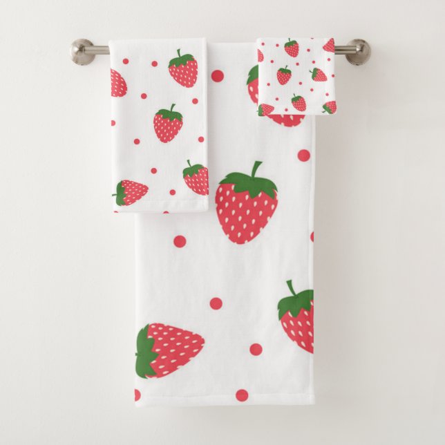 Conjunto De Toalhas Padrão de morango (Insitu)