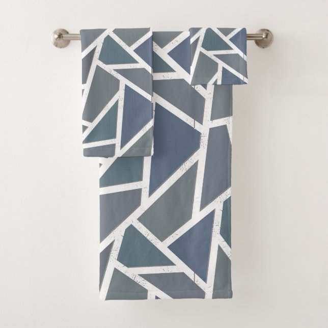 Conjunto De Toalhas Padrão de mosaico de cinza azul (Insitu)